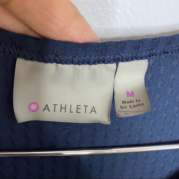 Athleta Chi Dot Mesh Navy Blue Top - Picture 8 of 10